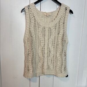 Solitaire Open Knit Boho Tank Top - Cream - Small